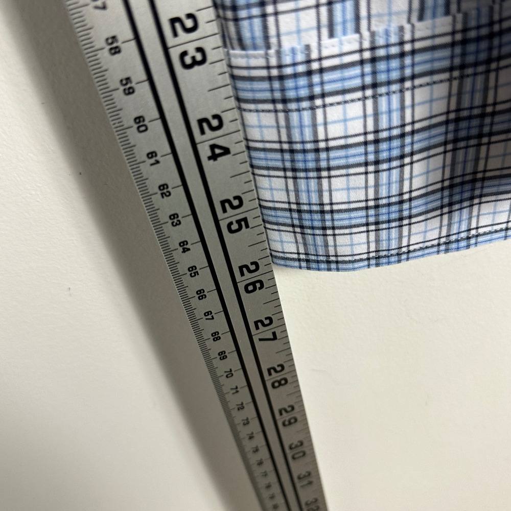 Peter Millar Summer Comfort Crown Long Sleeve Collared Shirt Blue Plaid Size XL - Picture 8 of 14